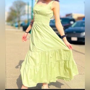 Sage Smocked Midi Dress